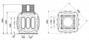 Пластиковый колодец связи КС-5 c доп. горловиной D780 мм без крышки 2